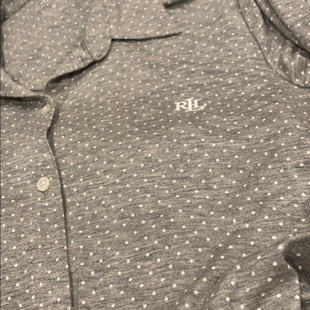 SOLD! 🤍 NWT Ralph Lauren Grey Dot Night Gown - Picture 6 of 6